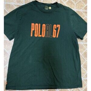 Polo Ralph Lauren T-Shirt Mens XL Green Orange Logo Streetwear